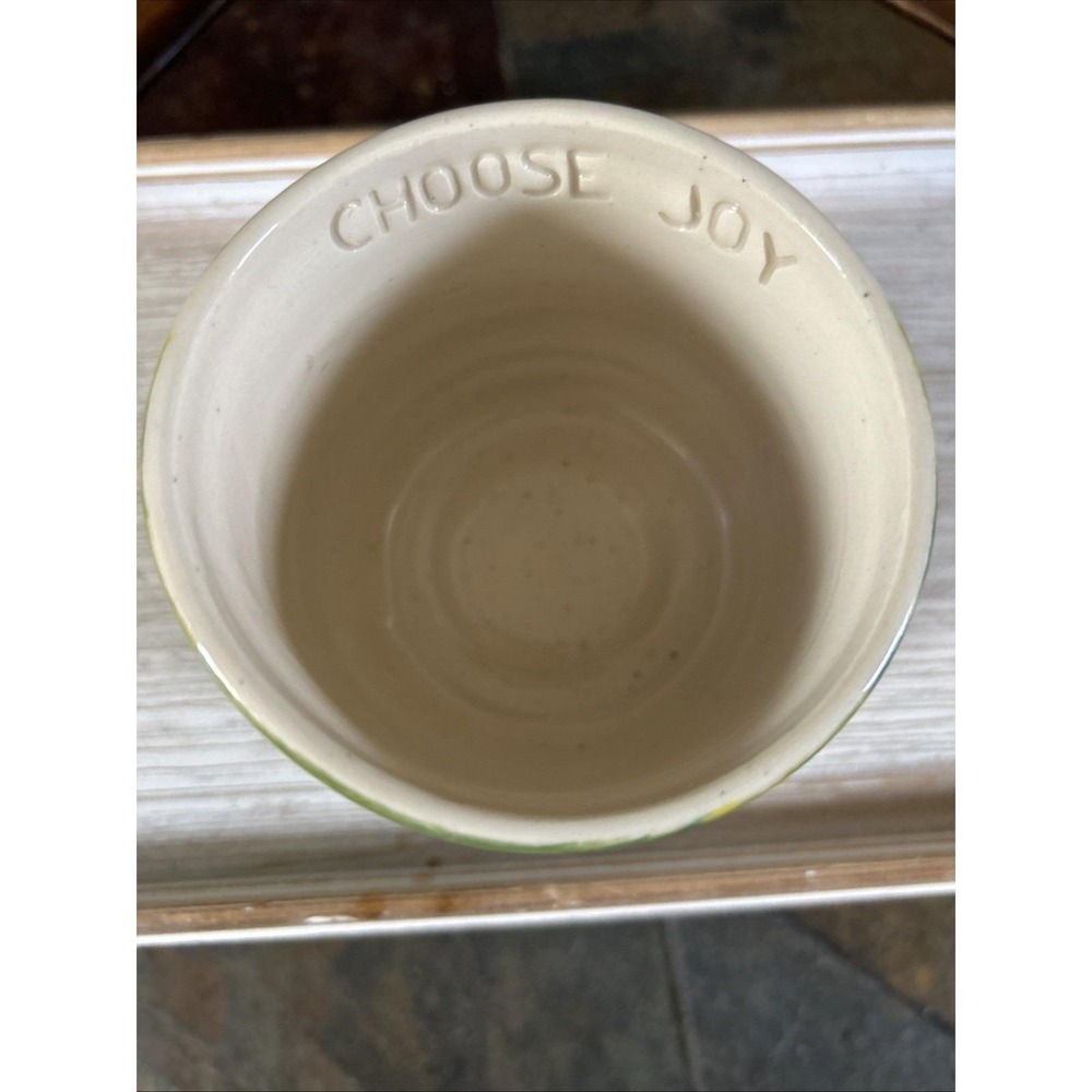 Handmade Ceramic Pot Mandala Design "Choose Joy" Inspirational Quote - Picture 3 of 6